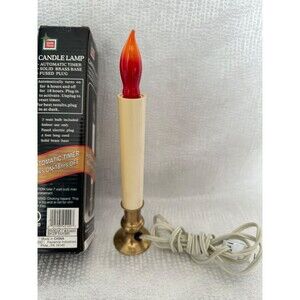 Lot of 3 Electric Candle Lamps w/built in timers, solid brass base, 4 foot cord